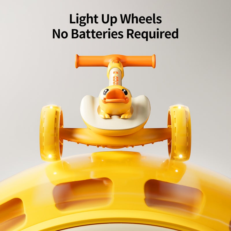 B.Duck - 3 wheel kids scooter, Adjustable Handle Kick Scooter with LED PU Wheels, Yellow, 3-8 Y - Image 3